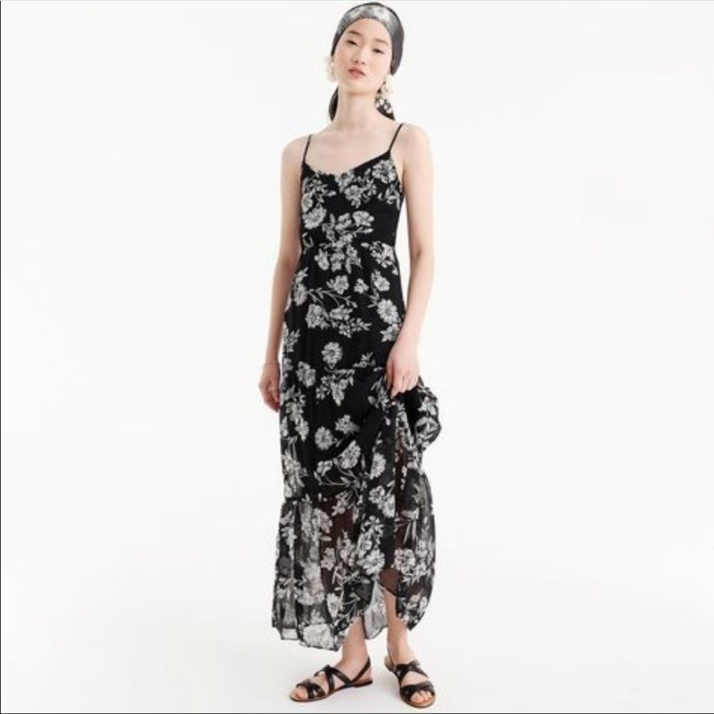 J Crew Mercantile black and white floral maxi